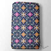 Navy Blue Multicolor Patola Digital Printed Fabric Material